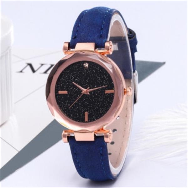Grote foto minimalistisch sterrenhemelhorloge voor dames modieus casual lederen band riem quartz kleding dames horloges