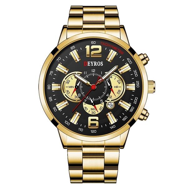Grote foto roestvrijstalen sporthorloge voor heren quartz horloge kalender lichtgevende klok staal kleding dames horloges