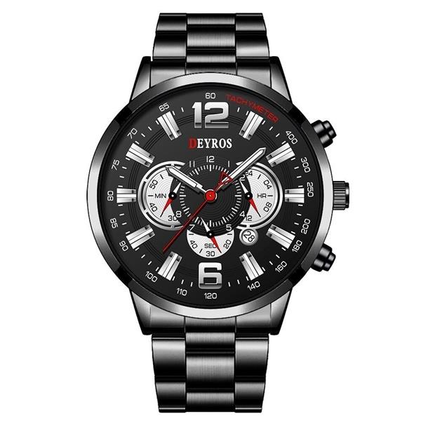 Grote foto roestvrijstalen sporthorloge voor heren quartz horloge kalender lichtgevende klok staal kleding dames horloges