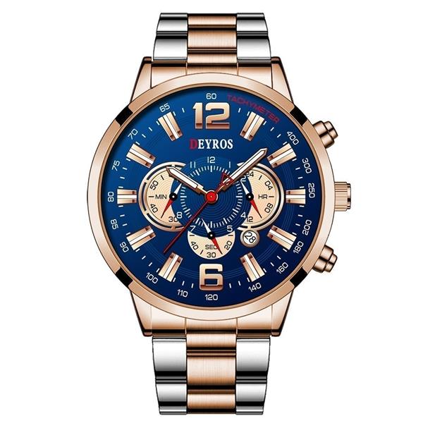 Grote foto roestvrijstalen sporthorloge voor heren quartz horloge kalender lichtgevende klok staal kleding dames horloges