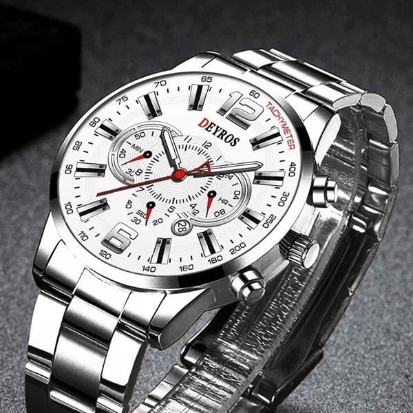 Grote foto roestvrijstalen sporthorloge voor heren quartz horloge kalender lichtgevende klok staal kleding dames horloges