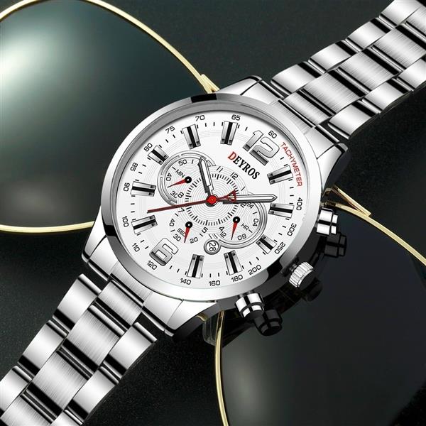 Grote foto roestvrijstalen sporthorloge voor heren quartz horloge kalender lichtgevende klok staal kleding dames horloges