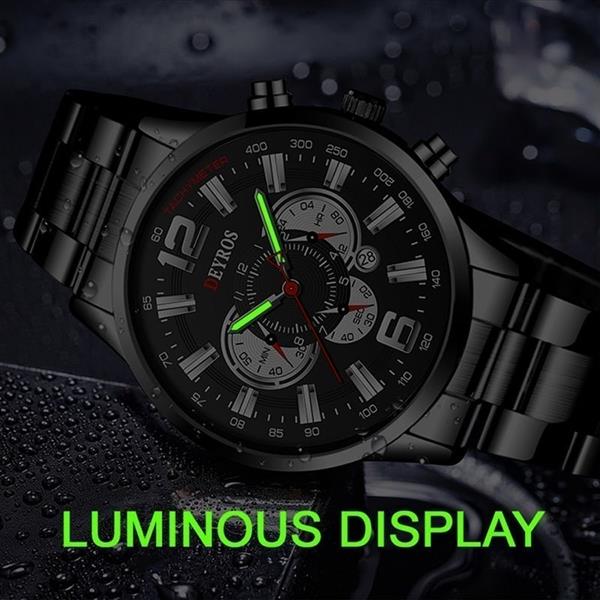 Grote foto roestvrijstalen sporthorloge voor heren quartz horloge kalender lichtgevende klok staal kleding dames horloges