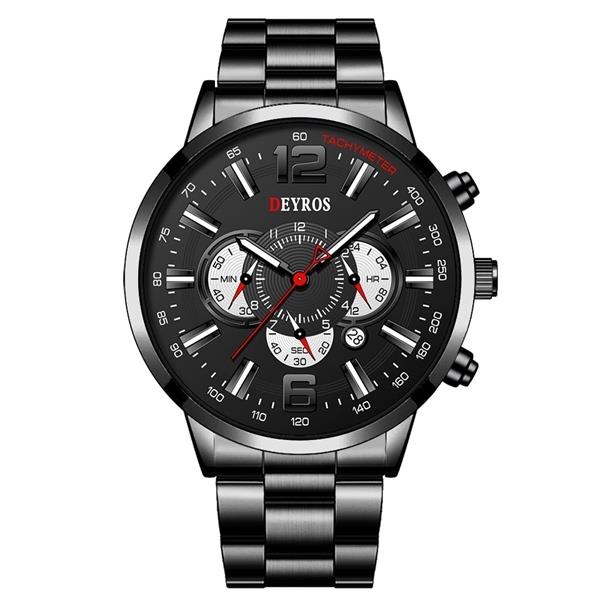 Grote foto roestvrijstalen sporthorloge voor heren quartz horloge kalender lichtgevende klok staal kleding dames horloges