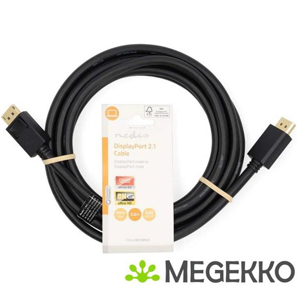Grote foto displayport kabel displayport male displayport male 8k 60hz verguld 3.00 m rond pvc computers en software overige computers en software