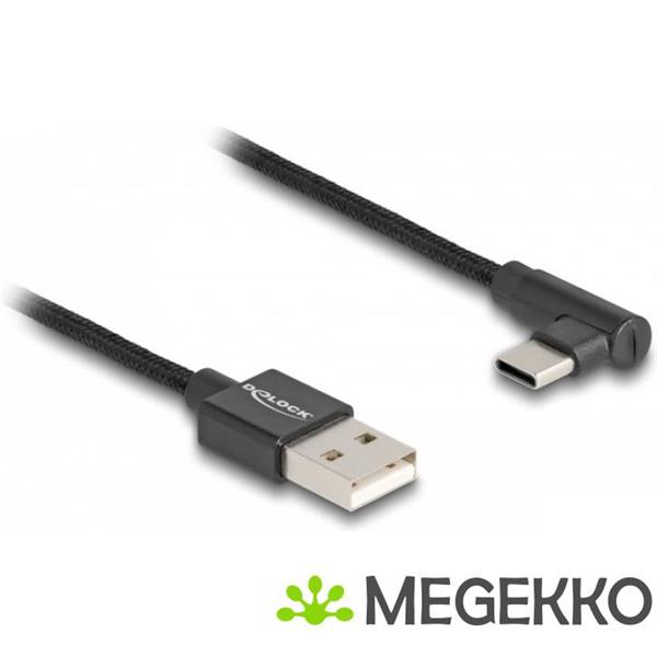 Grote foto delock 80030 usb 2.0 kabel type a male naar usb type c male haaks 1 m zwart computers en software overige computers en software