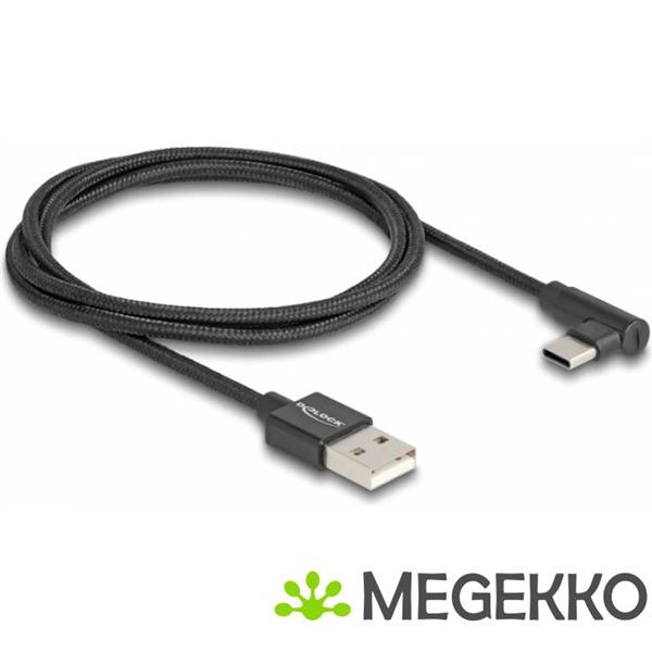 Grote foto delock 80030 usb 2.0 kabel type a male naar usb type c male haaks 1 m zwart computers en software overige computers en software