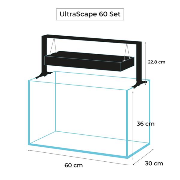 Grote foto osaka ultrascape zwart 60x30x36cm aquarium 3x led verlichting met forest meubel dieren en toebehoren vissenkommen