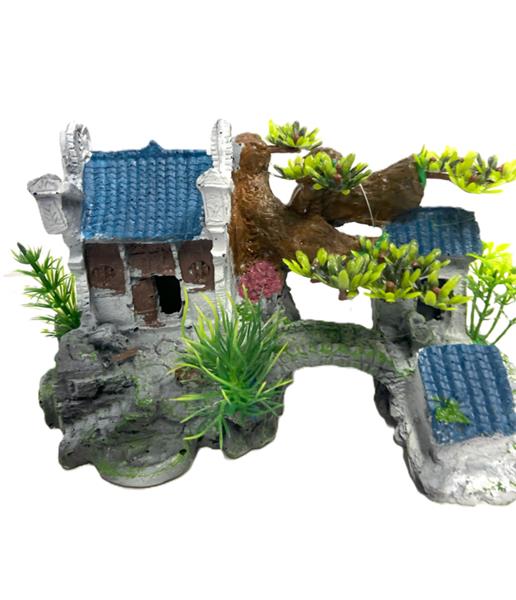 Grote foto tempel blauw dak aquarium decoratie as 154 dieren en toebehoren vissenkommen
