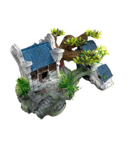 Grote foto tempel blauw dak aquarium decoratie as 154 dieren en toebehoren vissenkommen