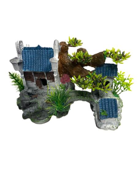 Grote foto tempel blauw dak aquarium decoratie as 154 dieren en toebehoren vissenkommen