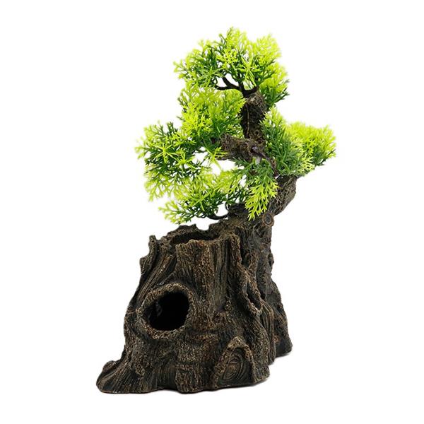 Grote foto boomstronk met bonsai 23cm aquariumdecoratie as 158 dieren en toebehoren vissenkommen