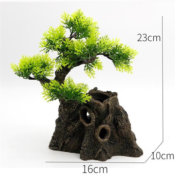 Grote foto boomstronk met bonsai 23cm aquariumdecoratie as 158 dieren en toebehoren vissenkommen