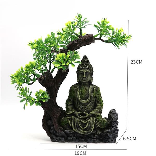 Grote foto boeddha onder boom 23cm aquariumdecoratie as 187 dieren en toebehoren vissenkommen