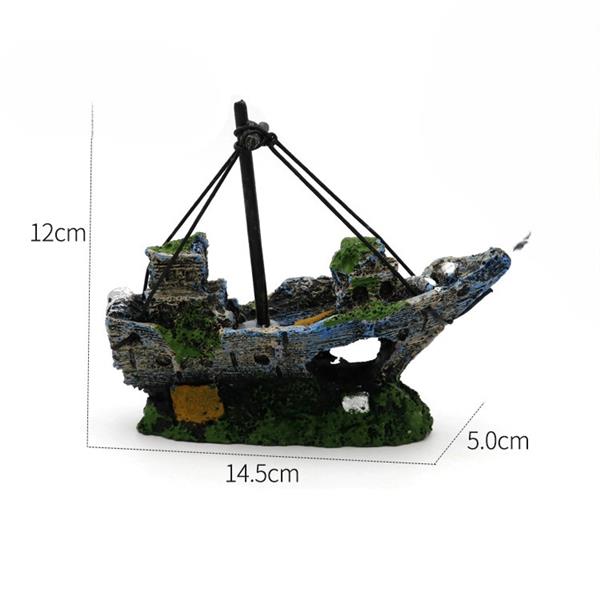 Grote foto scheepwrak 12 cm aquariumdecoratie as 190 dieren en toebehoren vissenkommen