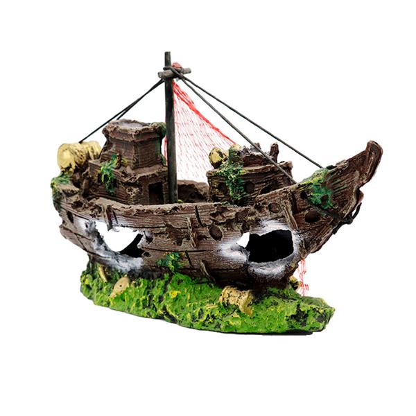 Grote foto scheepswrak 18cm aquariumdecoratie as 191 dieren en toebehoren vissenkommen