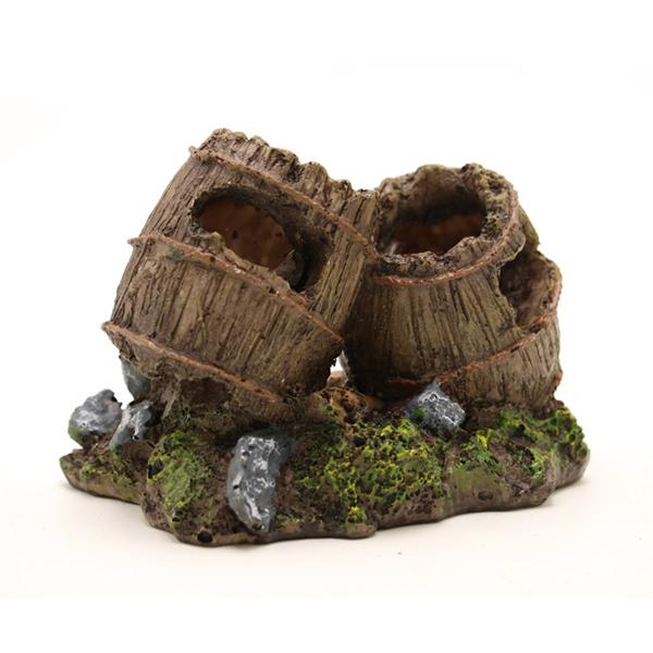 Grote foto houten tonnen 9 cm aquariumdecoratie as 197 dieren en toebehoren vissenkommen