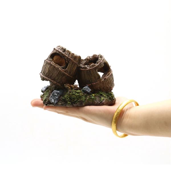Grote foto houten tonnen 9 cm aquariumdecoratie as 197 dieren en toebehoren vissenkommen
