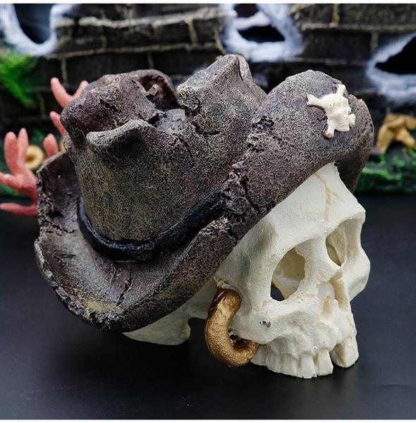 Grote foto aquarium decoratie piraten schedel met hoed as 217 dieren en toebehoren vissenkommen