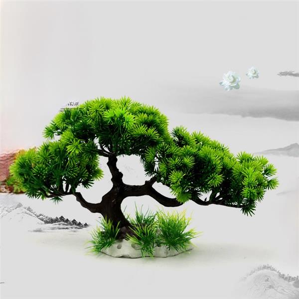 Grote foto bonsaiboom 35cm aquarium decoratie as 220 dieren en toebehoren vissenkommen
