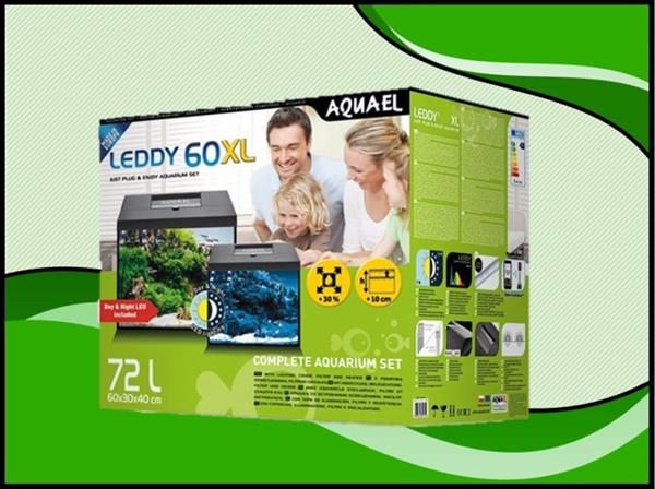 Grote foto aquael leddy 60 xl day night zwart aquarium dieren en toebehoren vissenkommen