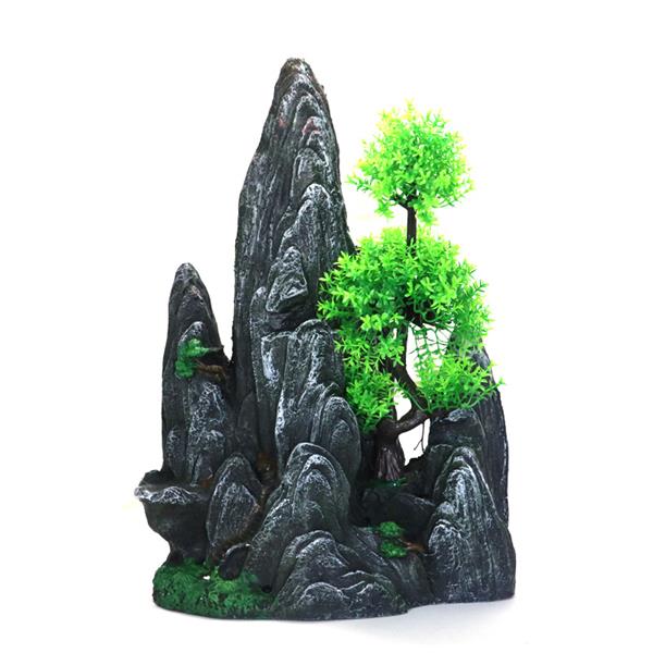 Grote foto rotsformatie met bonsai 40cm aquariumdecoratie as 243 dieren en toebehoren vissenkommen