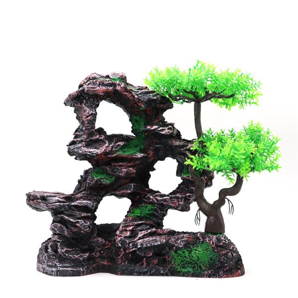 Grote foto rotsformatie met bonsai 25cm aquariumdecoratie as 244 dieren en toebehoren vissenkommen
