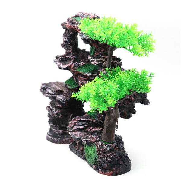 Grote foto rotsformatie met bonsai 25cm aquariumdecoratie as 244 dieren en toebehoren vissenkommen