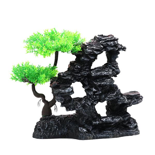 Grote foto rotsformatie met bonsai 25cm aquariumdecoratie as 244 dieren en toebehoren vissenkommen