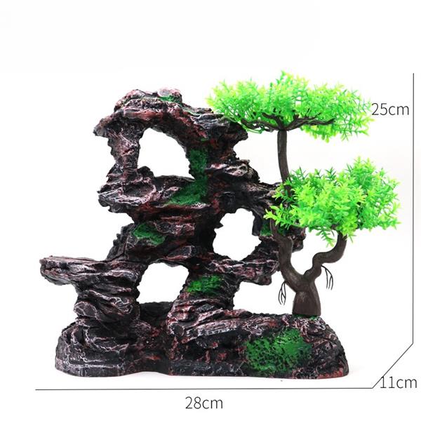 Grote foto rotsformatie met bonsai 25cm aquariumdecoratie as 244 dieren en toebehoren vissenkommen