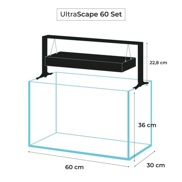 Grote foto osaka ultrascape zwart 60x30x36cm aquarium 3x led verlichting met forest meubel dieren en toebehoren vissenkommen
