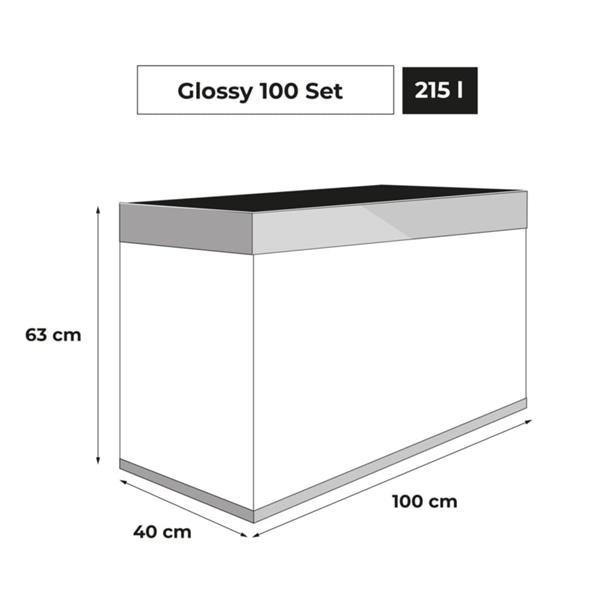 Grote foto aquael glossy 100 grijs aquarium set inclusief glossy meubel dieren en toebehoren vissenkommen
