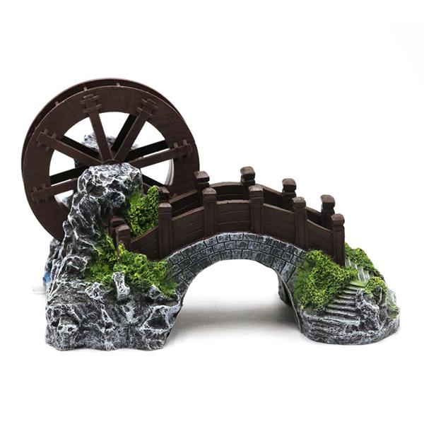 Grote foto brug met luchtaansluiting watermolen 26 cm aquariumdecoratie as 283 dieren en toebehoren vissenkommen