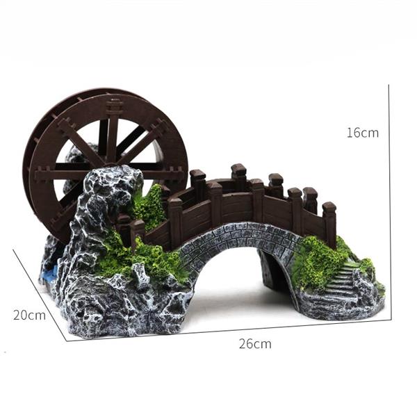 Grote foto brug met luchtaansluiting watermolen 26 cm aquariumdecoratie as 283 dieren en toebehoren vissenkommen
