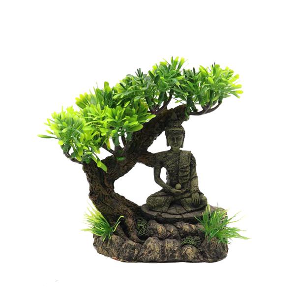 Grote foto bonsai 15cm met boeddhabeeld aquariumdecoratie as 292 dieren en toebehoren vissenkommen