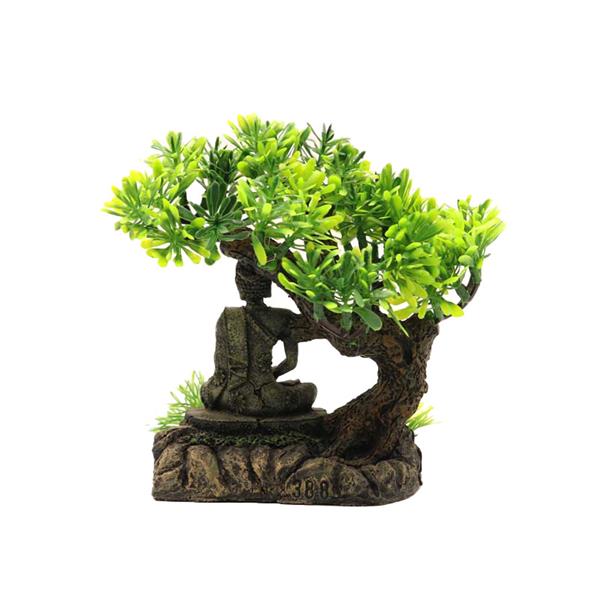 Grote foto bonsai 15cm met boeddhabeeld aquariumdecoratie as 292 dieren en toebehoren vissenkommen