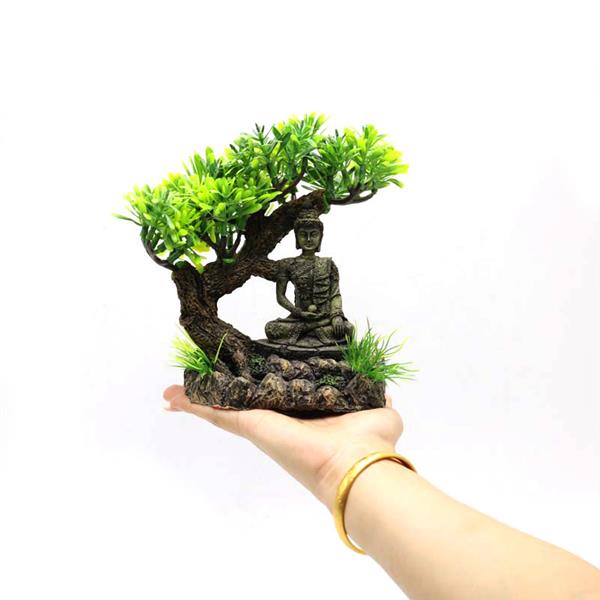 Grote foto bonsai 15cm met boeddhabeeld aquariumdecoratie as 292 dieren en toebehoren vissenkommen