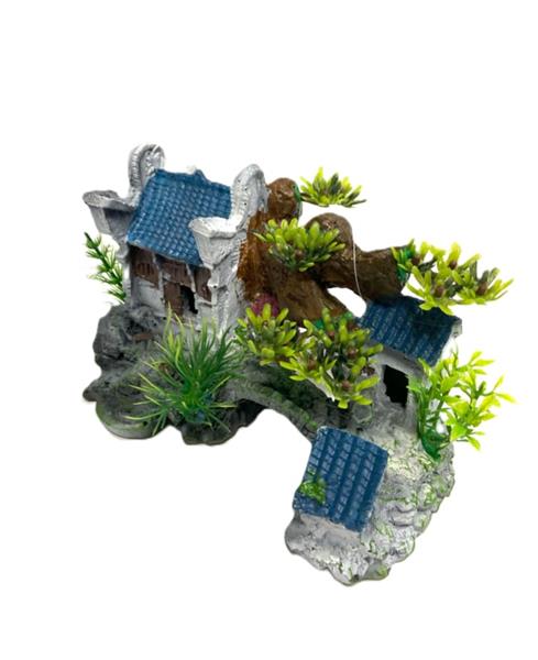 Grote foto tempel blauw dak aquarium decoratie as 154 dieren en toebehoren vissenkommen