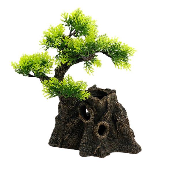 Grote foto boomstronk met bonsai 23cm aquariumdecoratie as 158 dieren en toebehoren vissenkommen