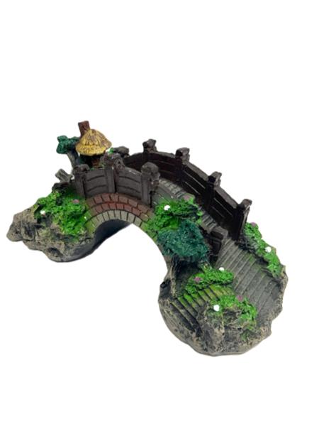 Grote foto brug met hut 10.5 cm aquarium decoratie as 174 dieren en toebehoren vissenkommen