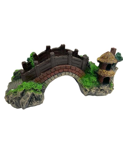 Grote foto brug met hut 10.5 cm aquarium decoratie as 174 dieren en toebehoren vissenkommen