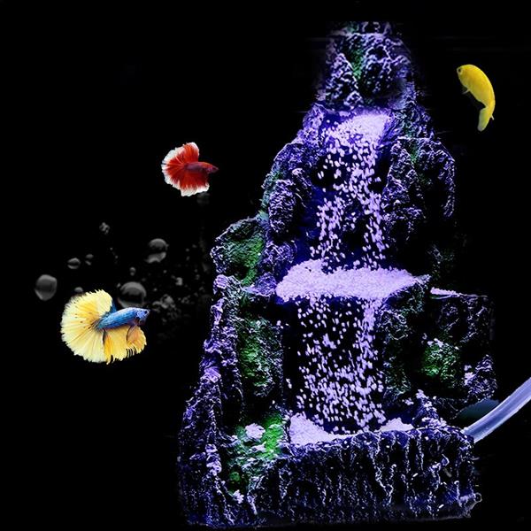 Grote foto rots met waterval 37cm aquariumdecoratie as 310 dieren en toebehoren vissenkommen