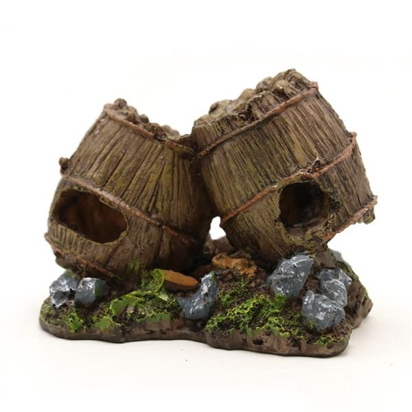 Grote foto houten tonnen 9 cm aquariumdecoratie as 197 dieren en toebehoren vissenkommen