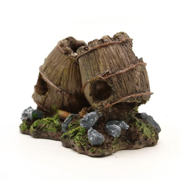 Grote foto houten tonnen 9 cm aquariumdecoratie as 197 dieren en toebehoren vissenkommen
