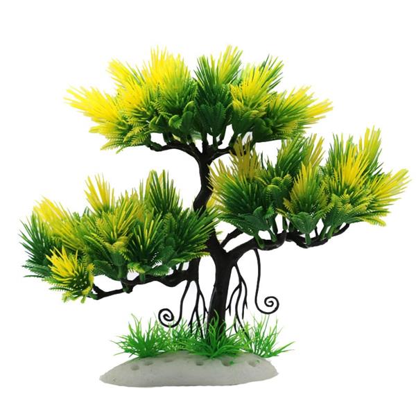 Grote foto bonsaiboom groen geel 24 cm aquariumdecoratie as 256 dieren en toebehoren vissenkommen