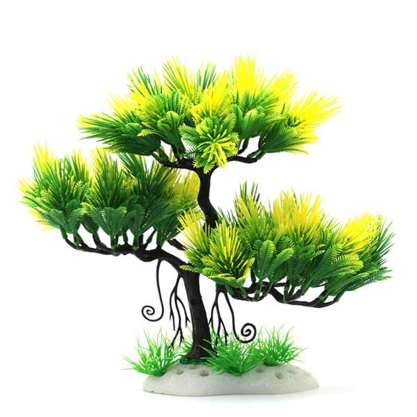 Grote foto bonsaiboom groen geel 24 cm aquariumdecoratie as 256 dieren en toebehoren vissenkommen