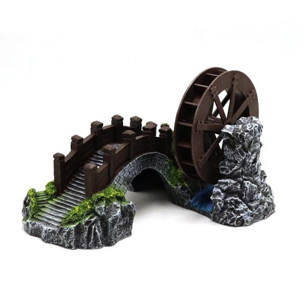 Grote foto brug met luchtaansluiting watermolen 26 cm aquariumdecoratie as 283 dieren en toebehoren vissenkommen