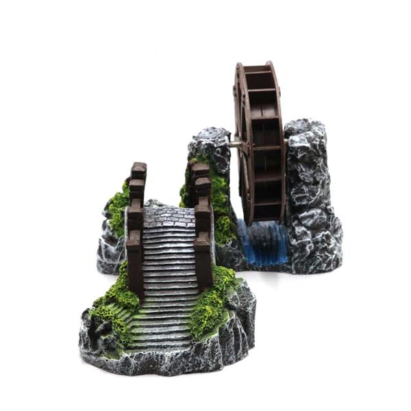Grote foto brug met luchtaansluiting watermolen 26 cm aquariumdecoratie as 283 dieren en toebehoren vissenkommen