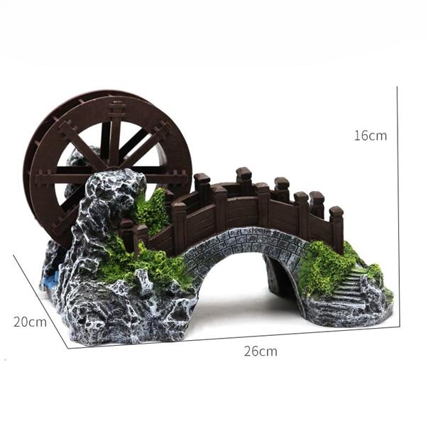 Grote foto brug met luchtaansluiting watermolen 26 cm aquariumdecoratie as 283 dieren en toebehoren vissenkommen