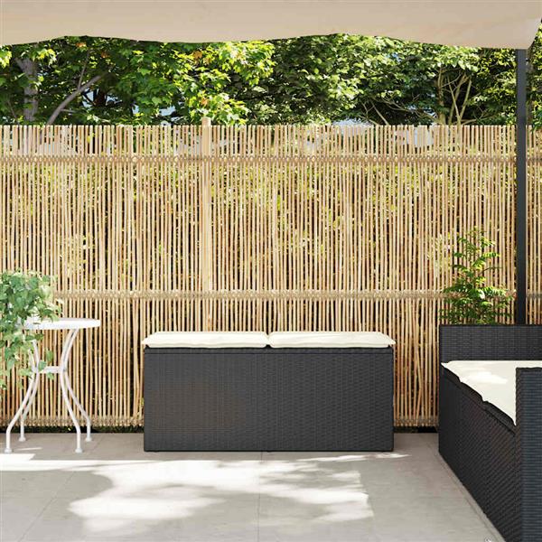 Grote foto vidaxl tuinbank met kussen 110x40x44 cm poly rattan zwart tuin en terras tuinmeubelen